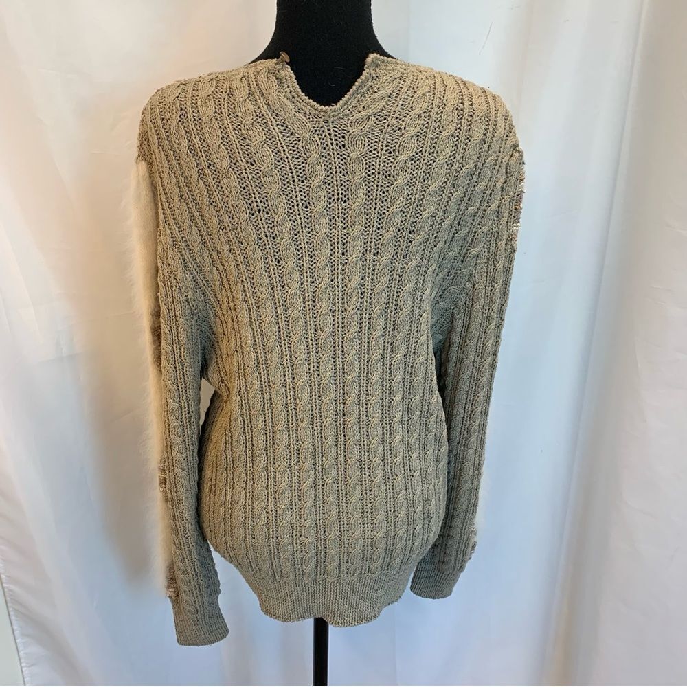 LARA Ferrante Vintage rabbit fur taupe cream multi textured long sleeve sweater - Picture 4 of 9